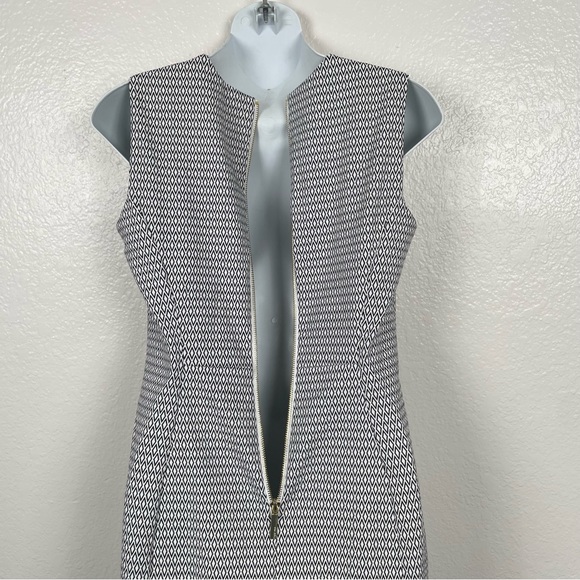 NWT Calvin Klein White Black Diamond Print Sheath Pencil Dress Business 6P - Picture 6 of 16